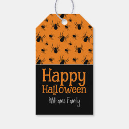 Etiquetas Para Regalos Arañas Feliz Halloween Negro Naranja Personalizado