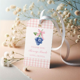 Etiquetas Para Regalos Arándano dulce cumpleaños lazo rosa a cuadros