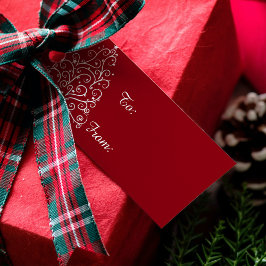 Etiquetas Para Regalos Árbol blanco de Navidad en rojo