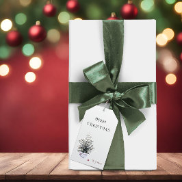 Etiquetas Para Regalos Árbol de acuarela de navidad rustica