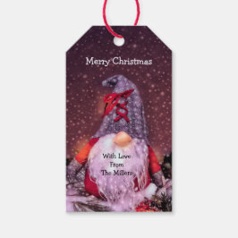 Etiquetas Para Regalos Árbol de feriado de Gnome lindo Feliz Navidad