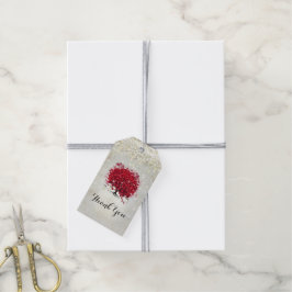 Etiquetas Para Regalos Árbol de hoja de corazón rojo bajo las estrellas