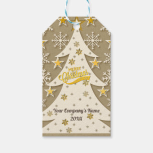 Etiquetas Para Regalos Árbol de Navidad Alegre, Siluetas de Copo de Nieve