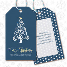 Árbol de Navidad Azul Marino con Letra Caprichosa