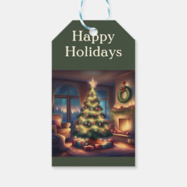 Etiquetas Para Regalos Árbol de Navidad cálido