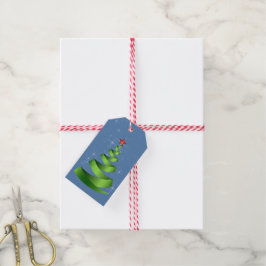 Etiquetas Para Regalos Árbol de Navidad con cinta verde brillante
