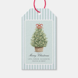 Etiquetas Para Regalos Árbol de Navidad Costero Elegante Personalizado