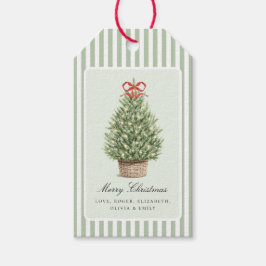 Etiquetas Para Regalos Árbol de Navidad Costero Elegante Personalizado