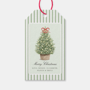 Etiquetas Para Regalos Árbol de Navidad Costero Elegante Personalizado