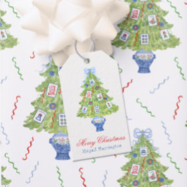 Etiquetas Para Regalos Árbol de navidad de acuarela Mahjong