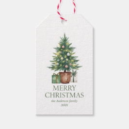 Etiquetas Para Regalos Árbol de navidad de acuarela rústica no foto