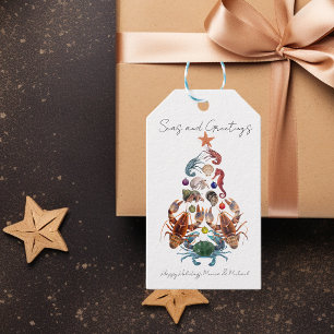 Etiquetas Para Regalos Árbol de Navidad de Cangrejo Langosta Crustáceo Ma