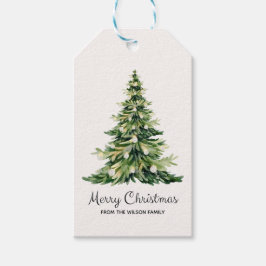 Etiquetas Para Regalos Árbol de navidad de color de agua minimalista