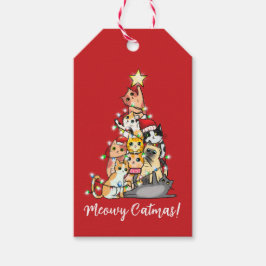 Etiquetas Para Regalos Árbol de Navidad de Gatos Divertido Meowy Catmas P