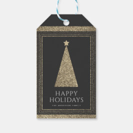 Etiquetas Para Regalos Árbol de Navidad de Purpurina de carbón vegetal y