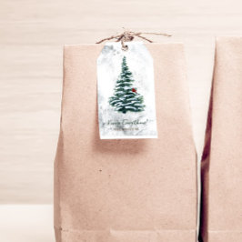Etiquetas Para Regalos Árbol de Navidad de vacaciones Bosque Nevado