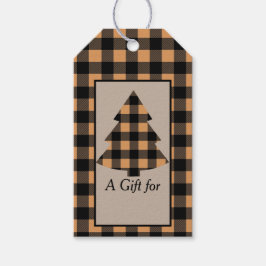 Etiquetas Para Regalos Árbol de Navidad dorado con búfalo