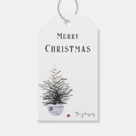 Etiquetas Para Regalos Árbol de Navidad en acuarela rústica y alegre