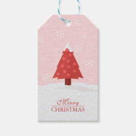 Etiquetas Para Regalos Árbol de Navidad en nieve con copos de nieve