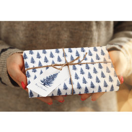 Etiquetas Para Regalos Árbol de Navidad en personalizable azul Delft