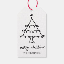 Etiquetas Para Regalos Árbol de Navidad Feliz Navidad con guión moderno