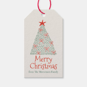 Etiquetas Para Regalos Árbol de Navidad Fiesta Alegre Dibujado a Mano Ado