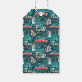 Etiquetas Para Regalos Árbol de Navidad, hombres de nieve y conejos