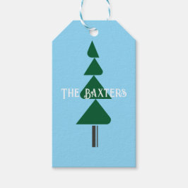 Etiquetas Para Regalos Árbol de Navidad minimalista abstracto verde chic