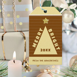 Etiquetas Para Regalos Árbol de Navidad Minimalista de Chocolate Nombre