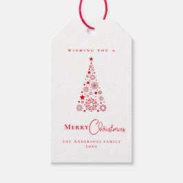Etiquetas Para Regalos Árbol de Navidad Rojo moderno de moda de Glam