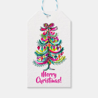 Etiquetas Para Regalos Árbol de Navidad rosa Orgullo Gay Lluvia de Colore