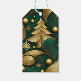 ETIQUETAS PARA REGALOS ÁRBOL DE NAVIDAD VERDE Y DORADO ORNADO