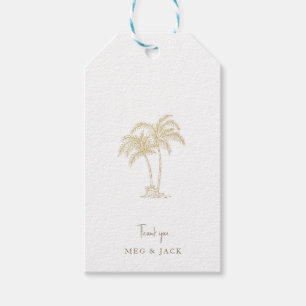 Etiquetas Para Regalos Árbol de Palma Dorado Nombres Personalizados Blanc