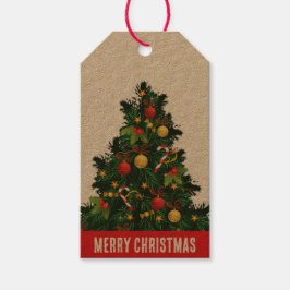 Etiquetas Para Regalos Árbol de pinos rojos y verdes de navidades rústico