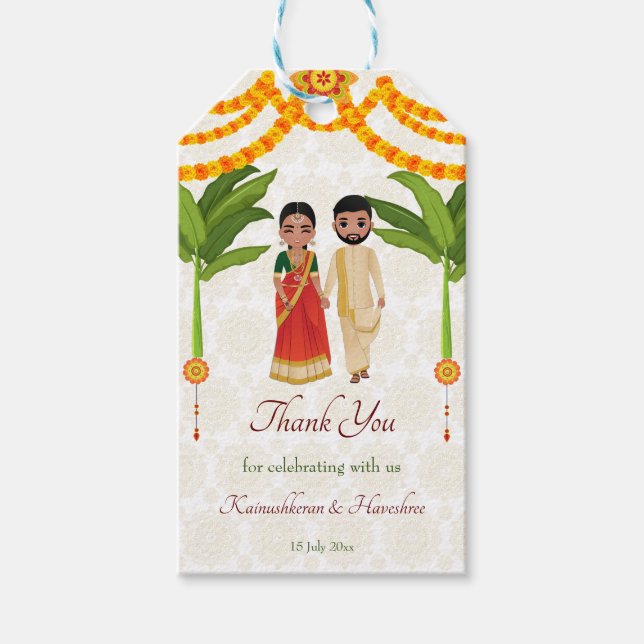 Etiquetas Para Regalos Árbol de plátanos del boda Tamil de Telugu (Anverso)