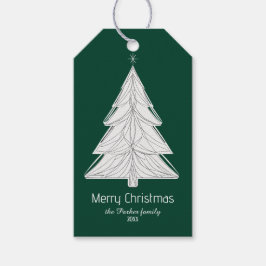 Etiquetas Para Regalos Árbol minimalista de Navidad de Line-Art con geomé