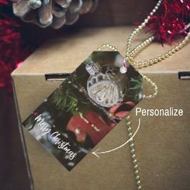 Etiquetas Para Regalos Árbol oscuro retro de Navidad