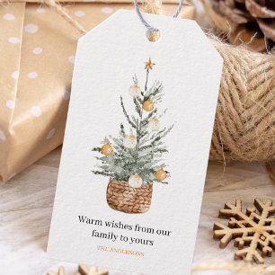 Etiquetas Para Regalos Árbol vintage de Navidad Feliz feriado