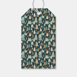 Etiquetas Para Regalos Árboles brillantes verdes y crema