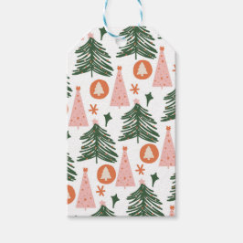 Etiquetas Para Regalos Árboles de Navidad Boho Verde Rosa Naranja Rústico