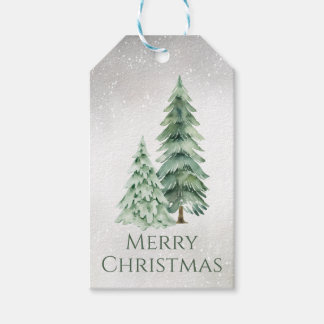 Etiquetas Para Regalos Árboles de Navidad de hoja perenne en acuarela sob