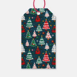 Etiquetas Para Regalos Árboles de Navidad de Labor Festivo