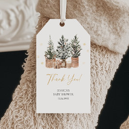Etiquetas Para Regalos Árboles de Navidad Rústicos de Invierno Gracias Et
