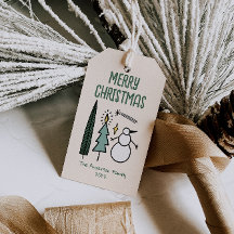 Árboles de Navidad y muñeco de nieve pintados a ma