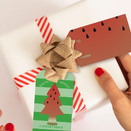 Etiquetas Para Regalos Árboles de sandía en franja verde de julio