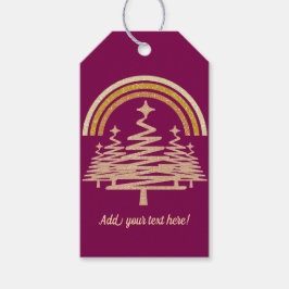 Etiquetas Para Regalos Árboles frutales del arcoiris del oro festivo