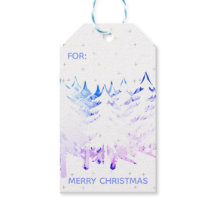 Árboles navideños de nieve en morado azul y blanco