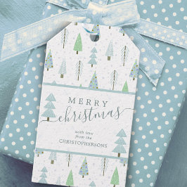 Etiquetas Para Regalos Árboles navideños modernos FELIZ guión de NAVIDAD