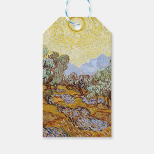 Etiquetas Para Regalos Árboles olivos con cielo y sol amarillos
