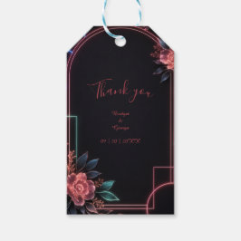 Etiquetas Para Regalos Arco de boda floral neón romántico resplandeciente